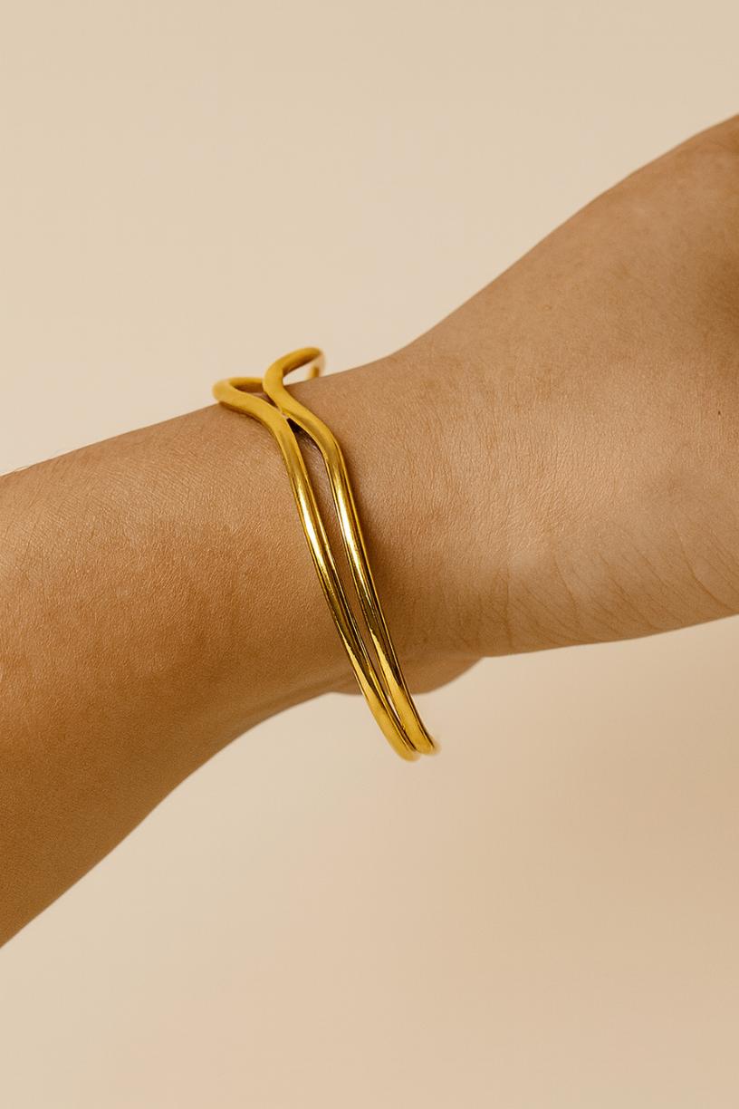 Gold Wave Cuff Bracelet