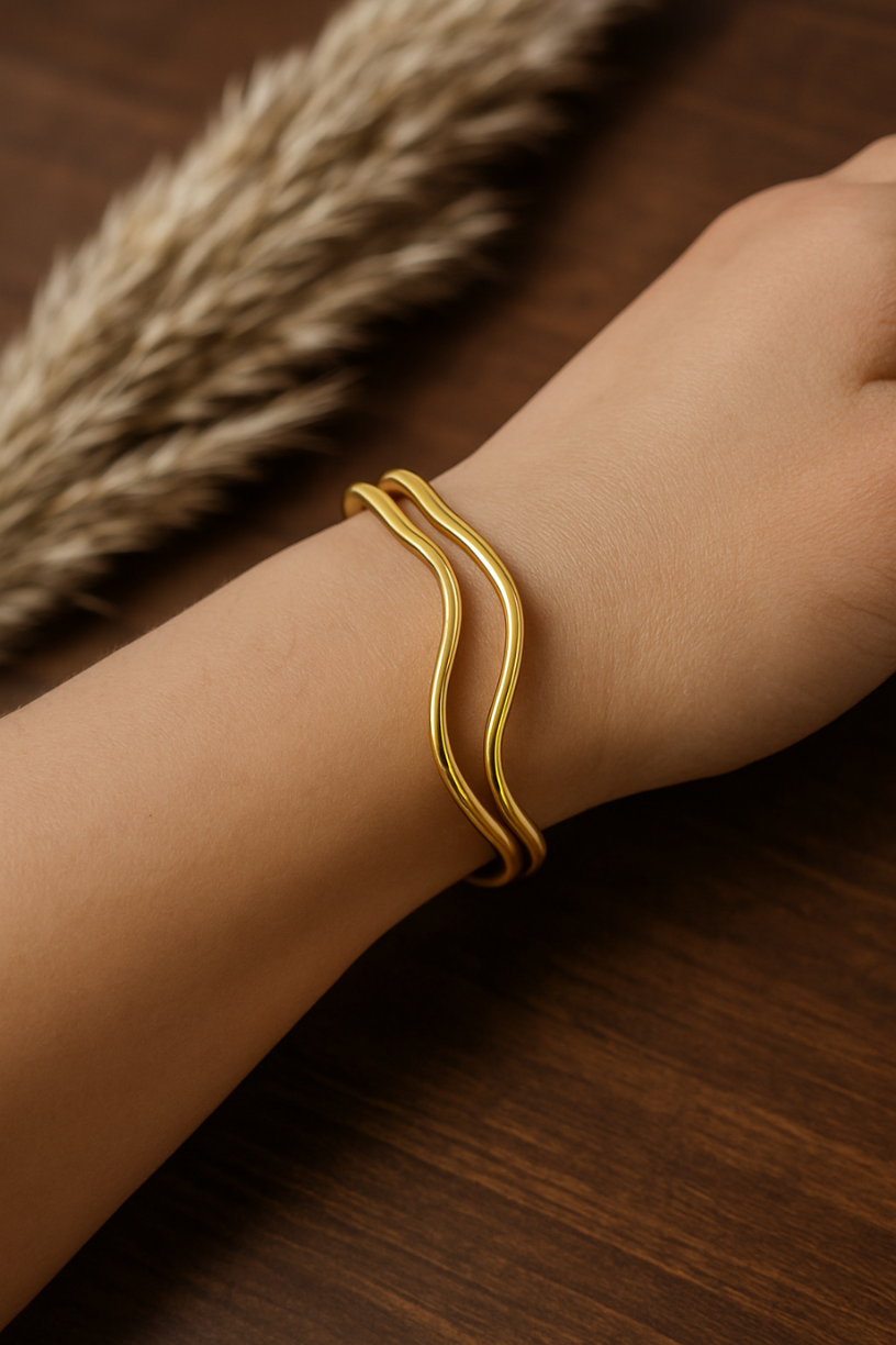 Gold Wave Cuff Bracelet