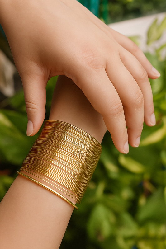 Gold String Cuff Bracelet