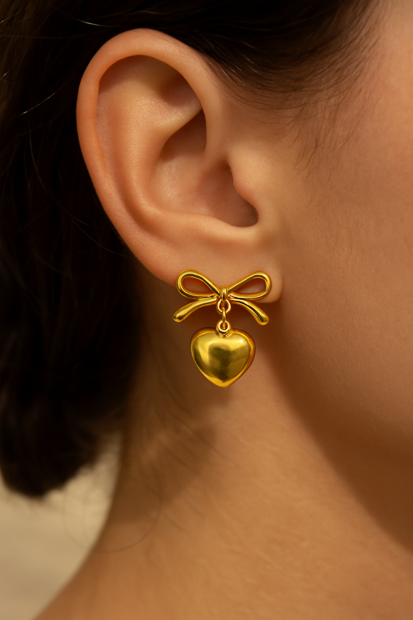 Bow Heart Danglers