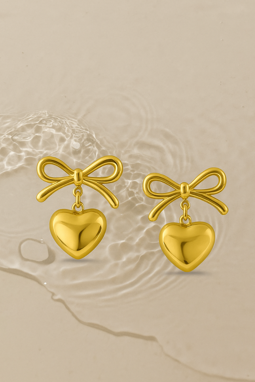Bow Heart Danglers