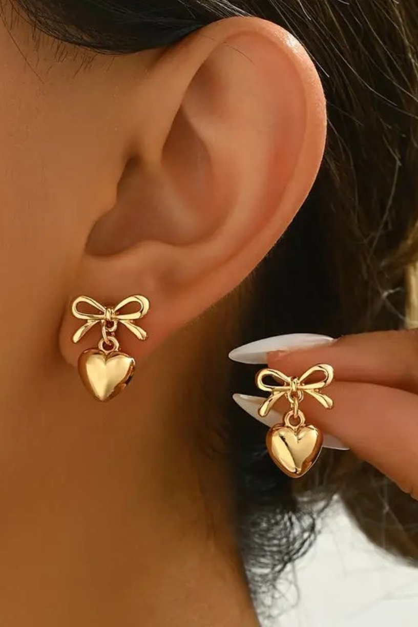 Bow Heart Danglers
