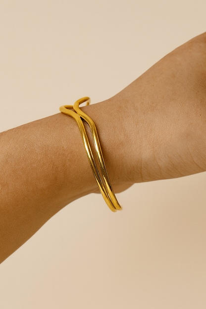 Gold Wave Cuff Bracelet