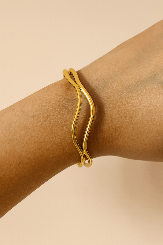 Gold Wave Cuff Bracelet