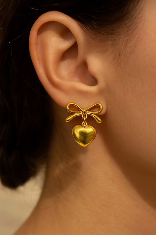 Bow Heart Danglers